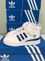 adidas Little Kids Originals Forum Mid 360 Sneaker White/Royal Blue/Whit... - $47.50