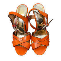 Coach &quot;Dani&quot; Vegan Leather Platform Heels Open Toe Ginger Sandals Women ... - $35.63