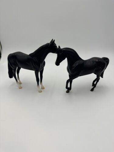Breyer Horse Pair Raven Black Morgan And Classics Black Thoroughbred Toys - $64.52