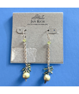 Jan Rich Sterling Silver Dangle Earrings Pale Green Pearl &amp; Crystal Frin... - £11.29 GBP
