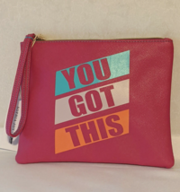 Conair Sophia Joy Wristlet Cosmetic Bag Makeup Bag Pink &quot;You Got This&quot; 7 x 9 in - £8.54 GBP