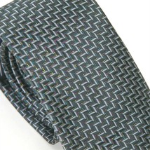 Stafford Mens Tie Necktie Polyester Herringbone Metallic Black Gray Mult... - £19.66 GBP
