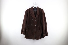 Vintage Gap Womens 2XL Distressed Double Breasted Corduroy Peacoat Jacket Brown - £34.75 GBP