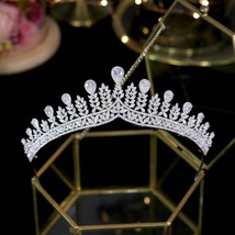 Tiaras Luxury cubic zirconia, bridal hair crown headdress, high quality princess - £98.31 GBP