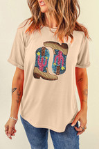 Sequin Round Neck Short Sleeve T-Shirt - $23.95