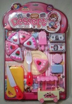 TOY FOR GIRL: 3-11yrs. DESSERT CART w/cake, pushcart, cutting board, utensils - £7.84 GBP