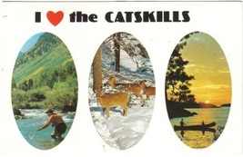 New York Postcard Liberty I Love Heart The Catskills - £1.13 GBP