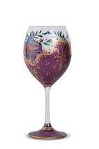 Maroon flower design non-lead crystal wine glasses (set of 4) - £32.13 GBP