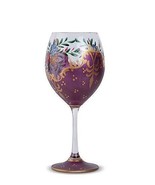 Maroon flower design non-lead crystal wine glasses (set of 4) - £31.46 GBP