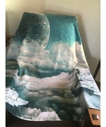 Society 6 100% Polyester Shades of Blue &amp; Tan Astronaut Moon Planets Spa... - £30.44 GBP