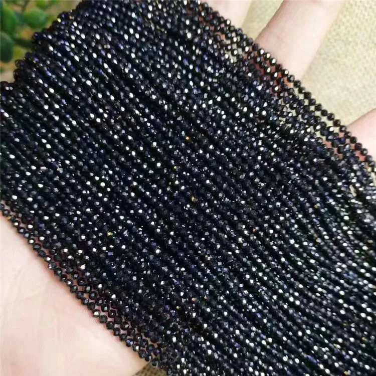 2,3,4mm Small Beads Natural Stone Beads Black Tourmaline Quartz Crystal Section - £6.33 GBP