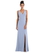 Criss-Cross Cutout Back Maxi Dress with Front Slit...TH050...Sky Blue...... - £60.93 GBP