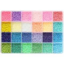 About 15600Pcs 2Mm 12/0 Glass Seed Beads 24 Colors Loose Beads Kit Bracelet Bead - £17.57 GBP