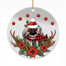 Funny Pekingese Dog Santa Deer Anlters Wreath Christmas Ornament Acrylic Gift - £13.38 GBP