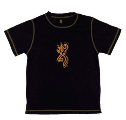 Primary image for NWT Youth Boys Browning Performance Black W Gold Tech Tee T-Shirt  M Medium