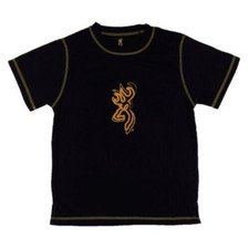NWT Youth Boys Browning Performance Black W Gold Tech Tee T-Shirt  M Medium - £8.68 GBP