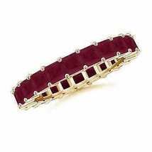 ANGARA Shared Prong Set Square Ruby Eternity Band in 14K Solid Gold - £1,126.72 GBP