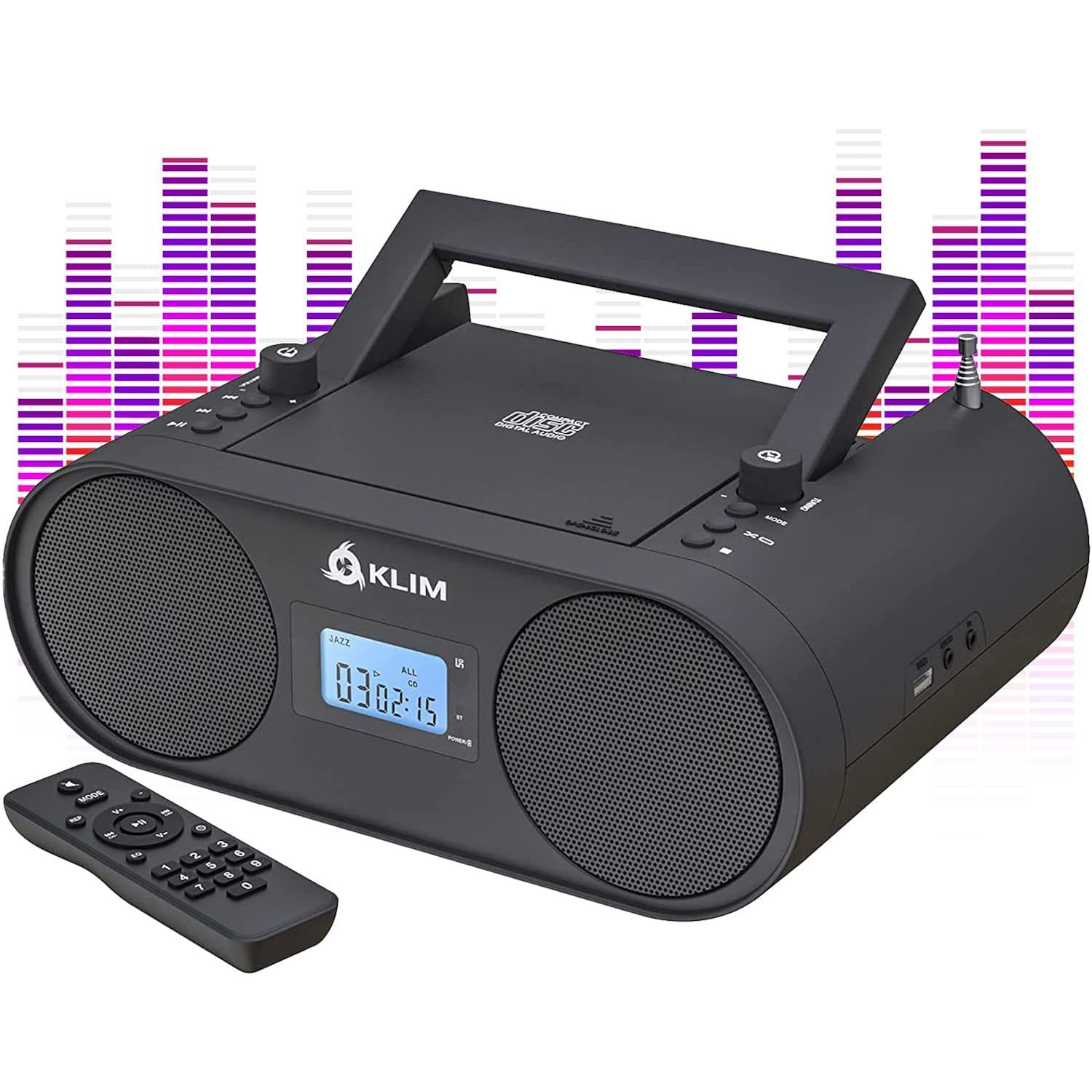 KLIM Boombox B4 CD Player Portable Audio System - New 2023 - AM/FM Radio with CD