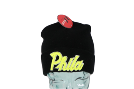 NOS Vintage Streetwear Philadelphia Spell Out Script Winter Beanie Hat Black - $34.60