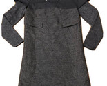 Metallic Dark Charcoal Gray Long Sleeve Dress Jeweled Peter Pan Collar S... - $16.76