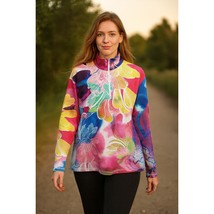 T by Talbots Women’s Watercolor Floral Half Zip Athleisure Pullover Size... - $24.95