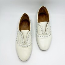 FRYE Terri Deco Stud Slip On Loafers Shoes Size 6 Driving in Off White Leather - $86.94