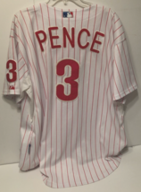 HUNTER PENCE #3 Philadelphia Phillies MLB White Red Pinstripe Baseball Jersey 52 - £59.50 GBP