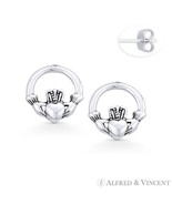 Claddagh Heart Irish Friendship Loyalty Charm .925 Sterling Silver Stud ... - $505.98 MXN