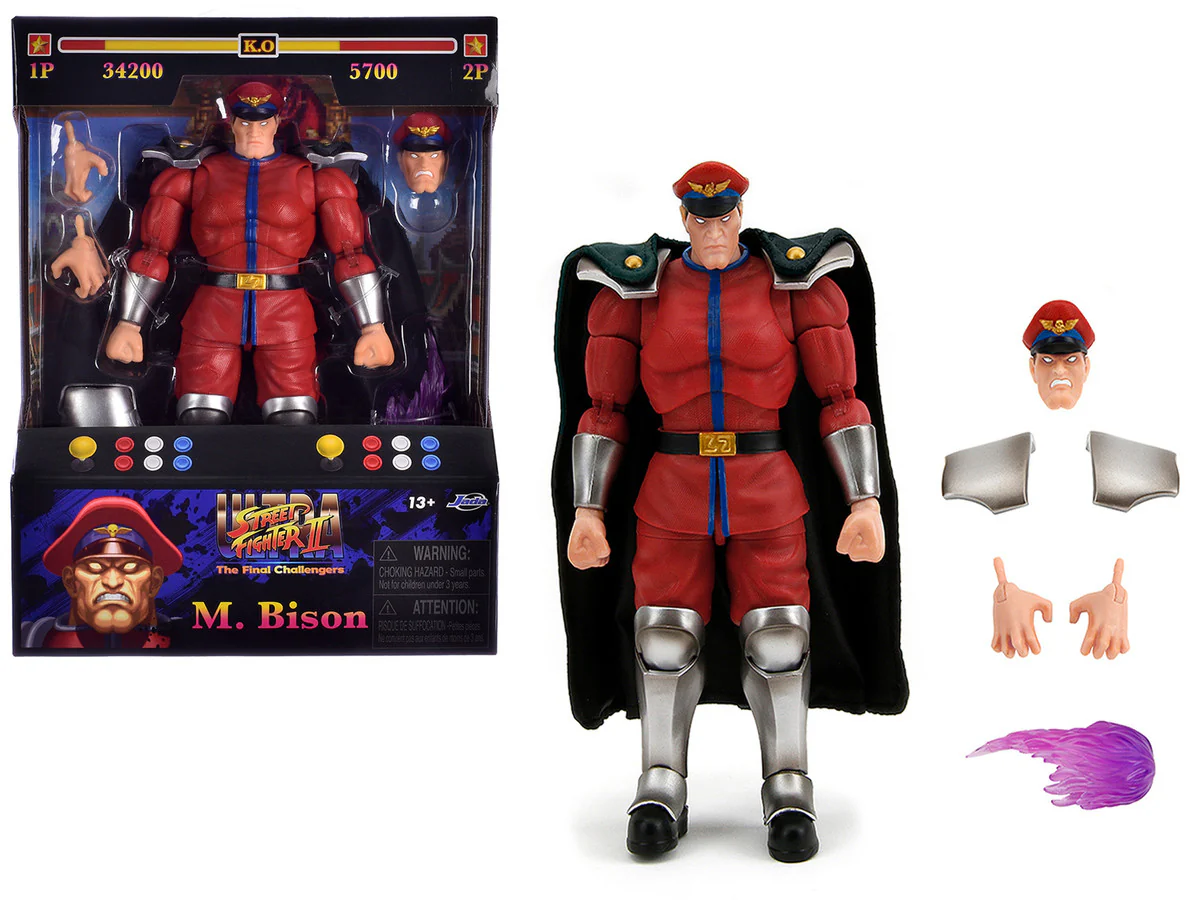 M. Bison 6 Inch Moveable Figure with Accessories and Alternate Head and ... - $57.37 CAD