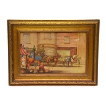 Victorian Scene Art Print Signed Mid-century Wood Frame Ornate With Glas... - £15.29 GBP