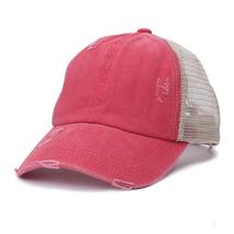 Baseball Cap Messy Bun Hats For Women Washed Cotton Snapback Caps Criss Cross Po - £12.71 GBP