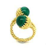 Tiffany &amp; Co Jean Schlumberger 18k Yellow Gold Malachite Acorn Bypass Ri... - $9,996.11