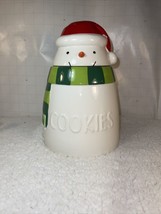 Hallmark Christmas Snowman Cookie Jar 9&quot; Tall Treat Ceramic with Lid - £11.82 GBP