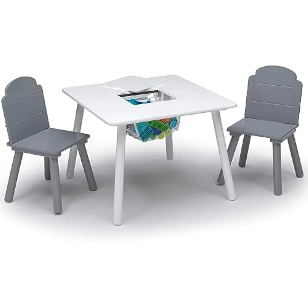 Kids Table and Chair Set With Storage White/Grey Freight Free Child Furn... - $149.22