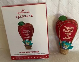 Hallmark Christmas Ornament Thank You Teacher Owl Apple Hot Air Balloon NIB 4” - $19.99