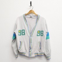 Vintage Kids Striped Sleeve Varsity Style Cardigan Sweatshirt XL - £24.84 GBP