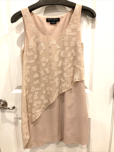 Guess By Marciano Tank Dress Womens XS Blush Los Angeles Sequin Chiffon Overlay - £14.90 GBP