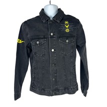 Maverick Clothing Co. Black Denim Jacket With Yellow Embroidery Small - $27.70