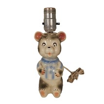 Vintage Nursery Lamp Art Pottery 1950s Teddy Bear Baby Retro Kitschy 10&quot; MCM - £23.30 GBP