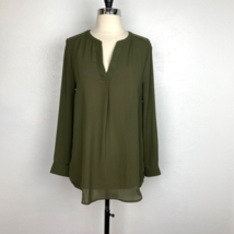 Covington Womens Blouse Tunic Medium Olive Green Long Sleeve V-Neck New ... - $27.72