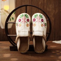 N linen canvas embroidered flat mules ladies comfortable close toe slippers espadrilles thumb200