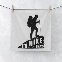 100% Cotton Face Towel | Black &#39;I&#39;d Hike That&#39; Hiker Silhouette Logo - $15.45