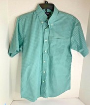 Dockers Mens Sz S Button Up Shirt Green White Short Sleeve Window Pane P... - £7.33 GBP