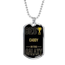 Express Your Love Gifts Best Caddy in The Galaxy Necklace Engraved 18k Gold Dog  - £55.30 GBP