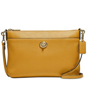 Coach Pebbled Leather Polly Top Zip Crossbody Clutch ~NWT~ Butter C3376 - £112.12 GBP