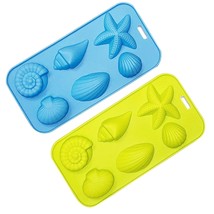 Ice Cube Trays Silicone Mold For Ice, Jelly, Chocolate And Soap - 6 Starfish Con - £12.56 GBP
