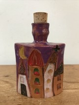 Vintage Slovakian Handmade Terracotta Ceramic Pottery Corked Bottle Flask - £21.64 GBP