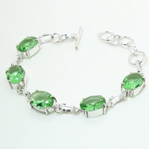 Green Tourmaline Oval Shape Gemstone Ethnic Gifted Bracelet Jewelry 7-8&quot; SA 1915 - £3.76 GBP