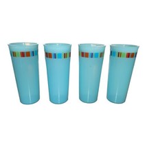 Vintage Set Of 4 Tupperware Summer Delight Aqua Blue Party Theme Tumblers 16 oz. - £10.17 GBP