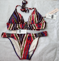 Nanette Lepore Swimsuit XS 0 2 Piece Halter Top Bikini Tapestry Multi PC New - £47.89 GBP